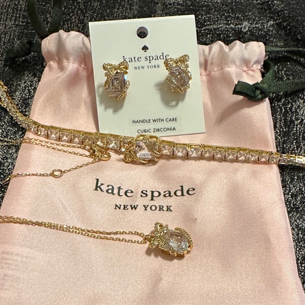Kate Spade Gold and Clear Jewelry Set